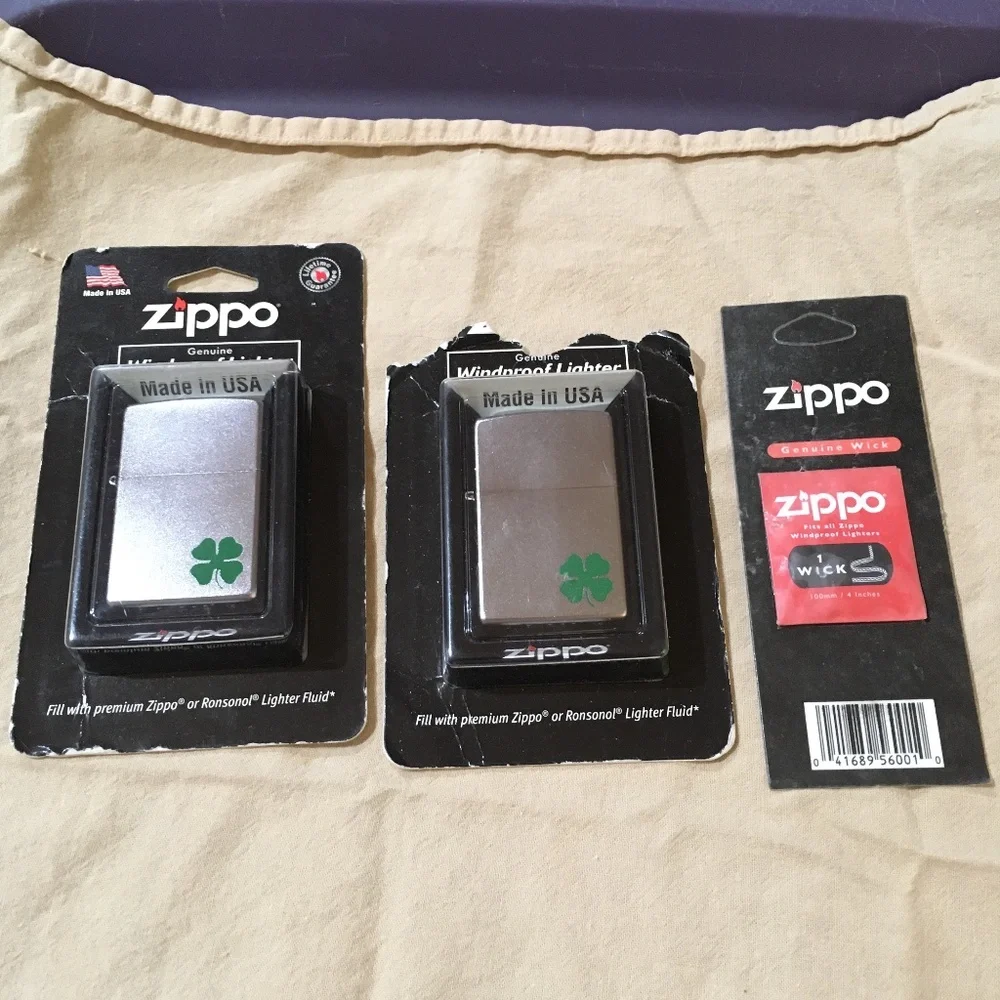 Set of two Zippo (unopened) lighters with replacement wick